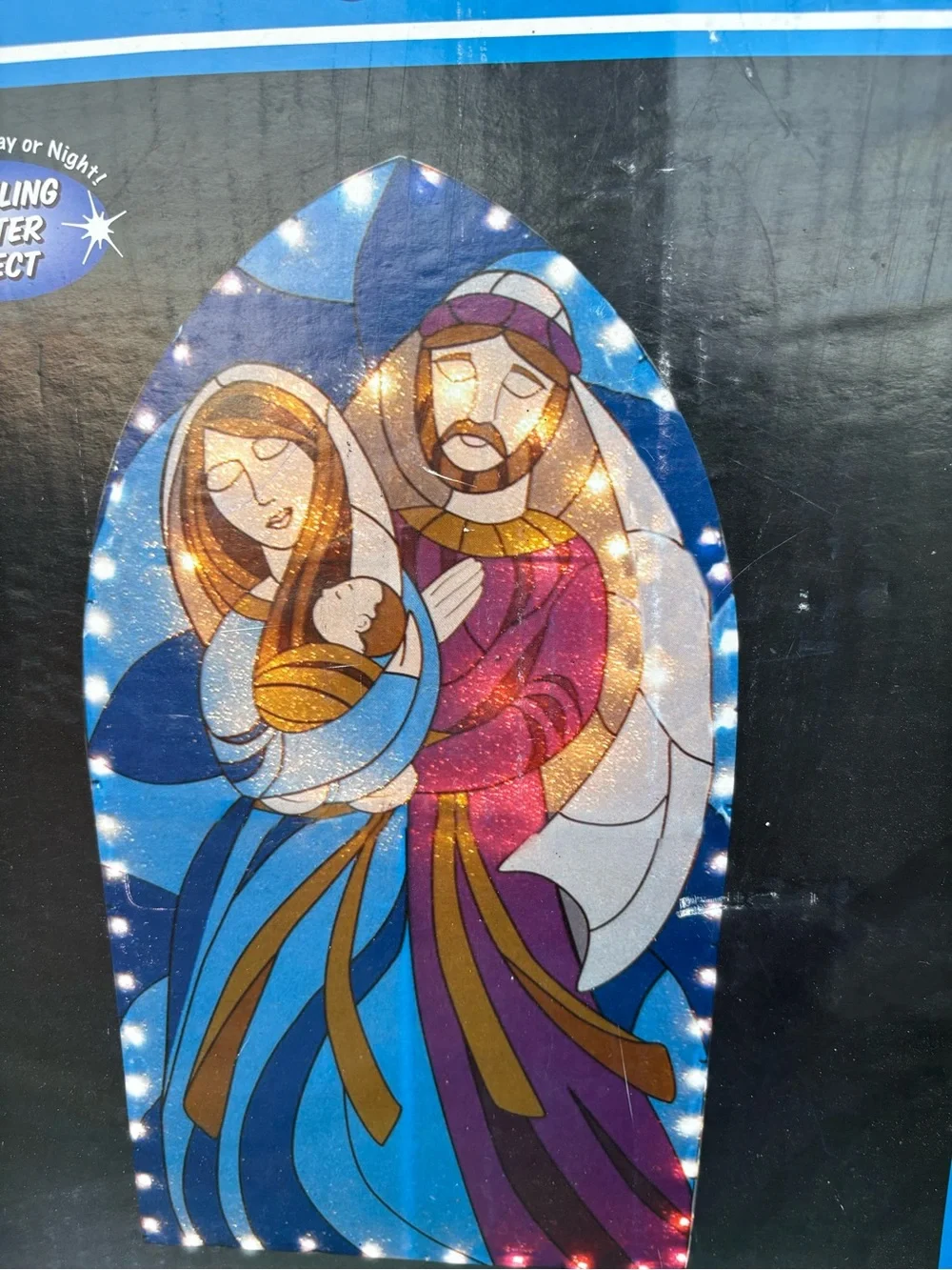 Holiday Nativity Lighted Panel - Blue and Purple